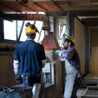 In the Foundry - the fusion of the bronze ingots into liquid bronze